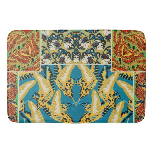 Levend Geel & Teal Art Deco Vlinder Kunst Badmat (Voorkant)