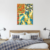 Levend Geel & Teal Art Deco Vlinder Kunst Canvas Afdruk (Insitu (Slaapkamer))