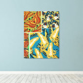 Levend Geel & Teal Art Deco Vlinder Kunst Canvas Afdruk (Insitu (Houten vloer))