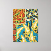 Levend Geel & Teal Art Deco Vlinder Kunst Canvas Afdruk (Voorkant)