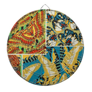 Levend Geel & Teal Art Deco Vlinder Kunst Dartbord