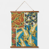 Levend Geel & Teal Art Deco Vlinder Kunst Hangend Wandkleed (Voorkant)