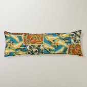 Levend Geel & Teal Art Deco Vlinder Kunst Lichaamskussen (Achterkant)