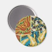 Levend Geel & Teal Art Deco Vlinder Kunst Magneet (Voorkant / Achterkant)