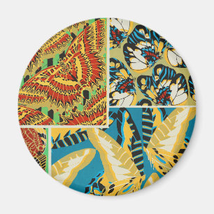 Levend Geel & Teal Art Deco Vlinder Kunst Magneet