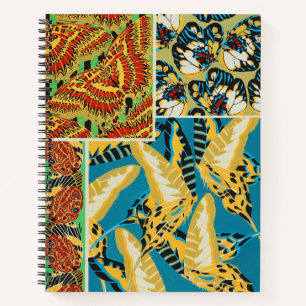 Levend Geel & Teal Art Deco Vlinder Kunst Notitieboek