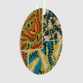 Levend Geel & Teal Art Deco Vlinder Kunst Ornament (voorkant)