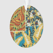 Levend Geel & Teal Art Deco Vlinder Kunst Ornament (voorkant)
