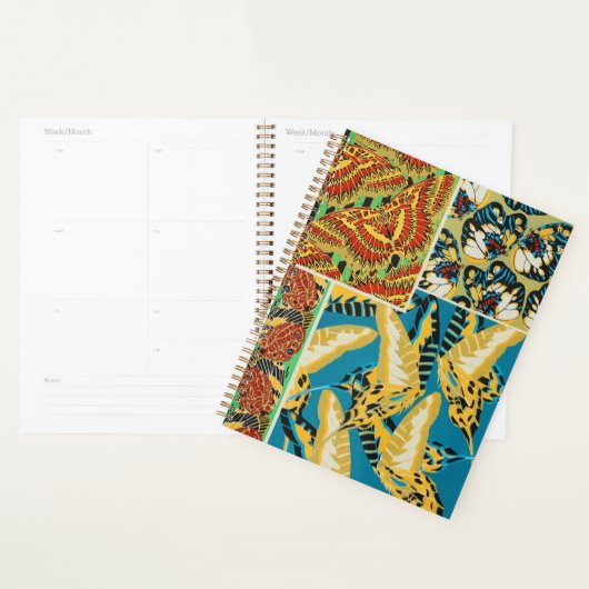 Levend Geel & Teal Art Deco Vlinder Kunst Planner (Display)