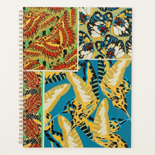 Levend Geel & Teal Art Deco Vlinder Kunst Planner (Voorkant)