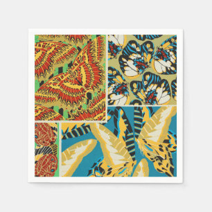 Levend Geel & Teal Art Deco Vlinder Kunst Servet