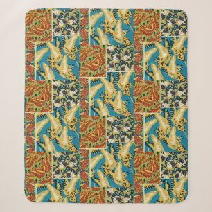 Levend Geel & Teal Art Deco Vlinder Kunst Sherpa Deken