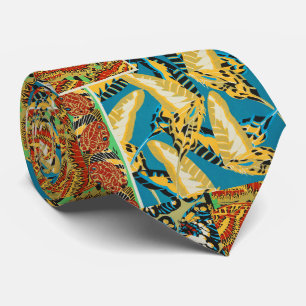 Levend Geel & Teal Art Deco Vlinder Kunst Stropdas
