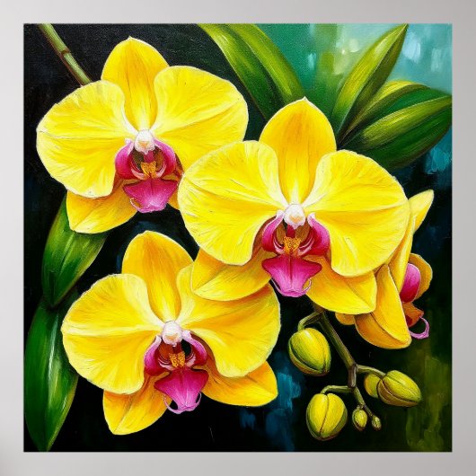 Levend Gele Orchideeën Huisdecoratie & Cadeau Poster (Voorkant)