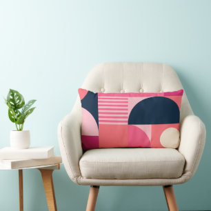 Levend geometrisch abstract patroon met roze marin kussen