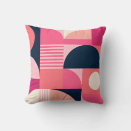 Levend geometrisch abstract patroon met roze navy kussen