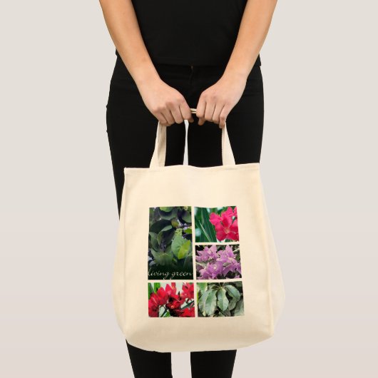 Levend groen, bladeren en bloemen tote bag (Voorkant (product))