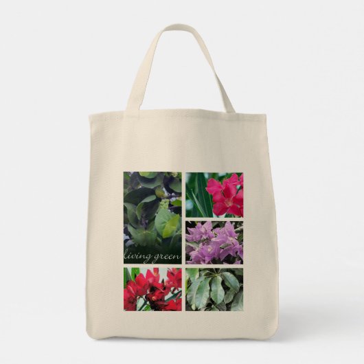 Levend groen, bladeren en bloemen tote bag (Achterkant)