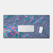 Levend Groovy Trippy Boheem Teal Koraal Fractal Bureaumat (Keyboard & Muis)
