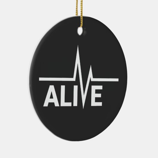 Levend Heartbeat-tekstontwerp Keramisch Ornament (Rechts)