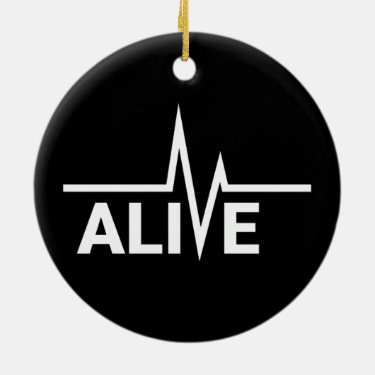 Levend Heartbeat-tekstontwerp Keramisch Ornament (Achterkant)