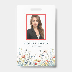 Levend ID-badge met wilde bloemen Badge