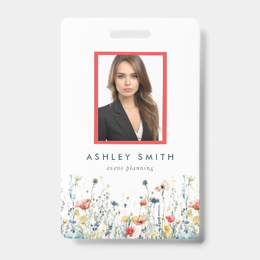 Levend ID-badge met wilde bloemen Badge (Voorzijde)