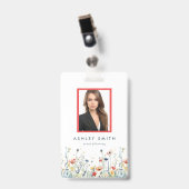 Levend ID-badge met wilde bloemen Badge (Voorzijde met clip)