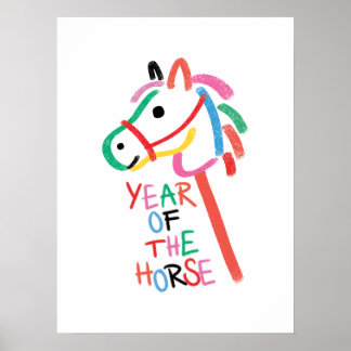 Levend Jaar van het Paard - Met de Hand Getekende Poster
