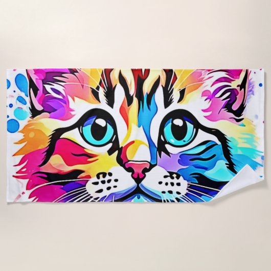 Levend kat vibes ontwerp strandlaken (Voorkant)