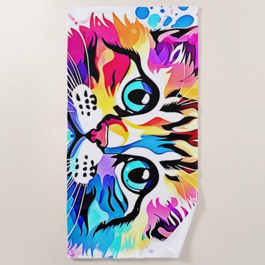 Levend kat vibes ontwerp strandlaken (Voorkant)