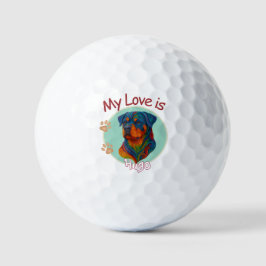 Levend Kolkend Gequilledde Rottweiler-hond Portret Golfballen
