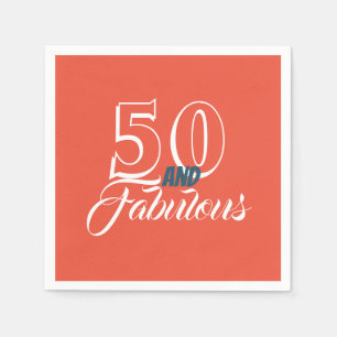 Levend koraal 50 en Fabulous Birthday Party Servet