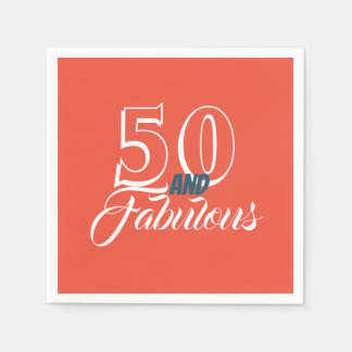 Levend koraal 50 en Fabulous Birthday Party Servet