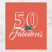 Levend koraal 50 en Fabulous Birthday Party Wijn Etiket (Enkel label)