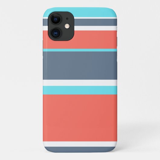 Levend koraal, blauwe en grijze strepen Case-Mate iPhone case (Achterkant)