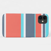Levend koraal, blauwe en grijze strepen Case-Mate iPhone case (Achterkant (horizontaal))