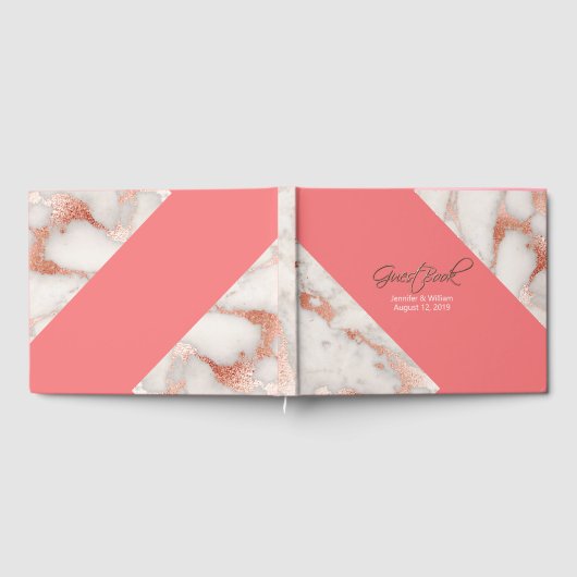 Levend koraal en gemarmerd Roos Gold Weddenschap Gastenboek (Volledig)
