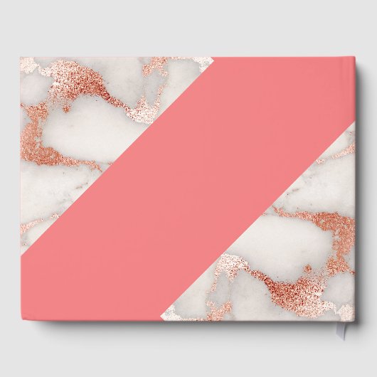 Levend koraal en gemarmerd Roos Gold Weddenschap Gastenboek (Achterkant)