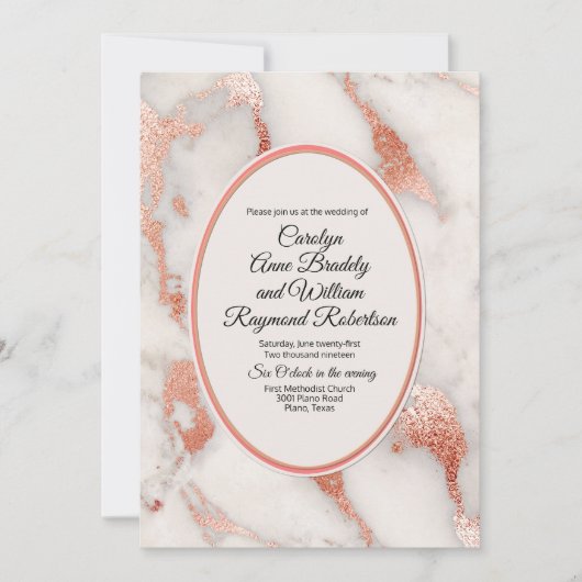 Levend koraal en gemarmerd Roos Gold Weddenschap Kaart (Voorkant)