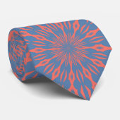 Levend Koraal En Pacific Blauwe Vormen Patroon Stropdas (Opgerold)