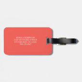 Levend Koraal en Wit I Modern Monogram Bagagelabel (Achterkant horizontaal)