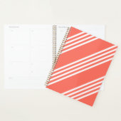 Levend koraal en wit vier strepen patroon planner (Display)