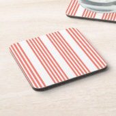 Levend koraal en wit vijf strepen patroon bier onderzetter (Linkerzijde)