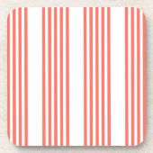 Levend koraal en wit vijf strepen patroon bier onderzetter (Voorkant)