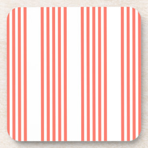 Levend koraal en wit vijf strepen patroon bier onderzetter