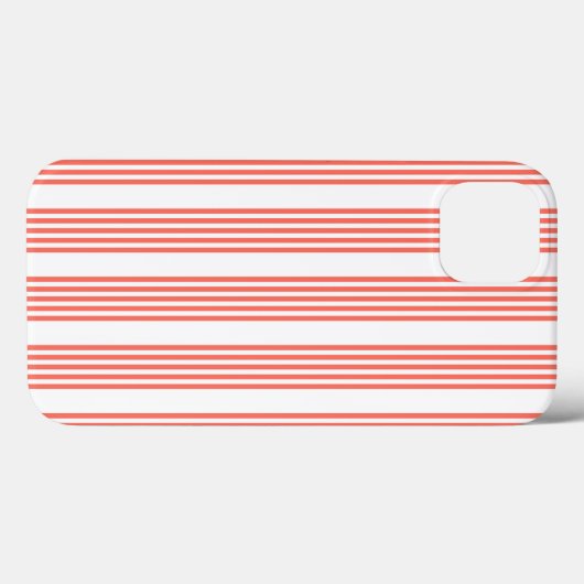 Levend koraal en wit vijf strepen patroon Case-Mate iPhone case (Achterkant (horizontaal))