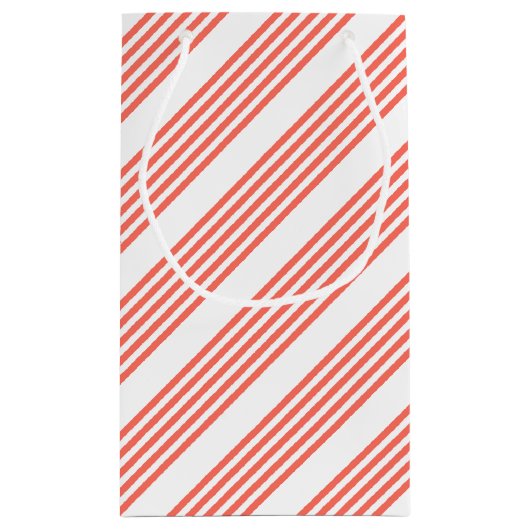 Levend koraal en wit vijf strepen patroon klein cadeauzakje (Achterkant)