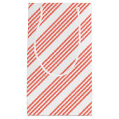 Levend koraal en wit vijf strepen patroon klein cadeauzakje (Voorkant)