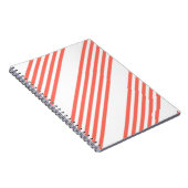 Levend koraal en wit vijf strepen patroon notitieboek (Rechterzijde)